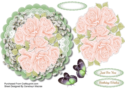 Pink Roses on a Lace Mat 