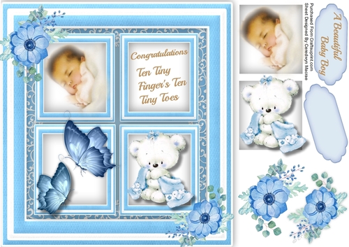 Lovely 4, Square Baby Boy Congratulations 