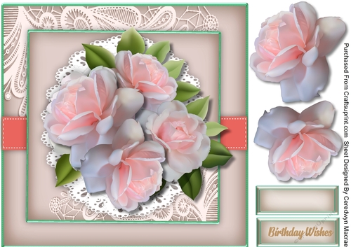 Beautiful Pink Roses on Corner lace 
