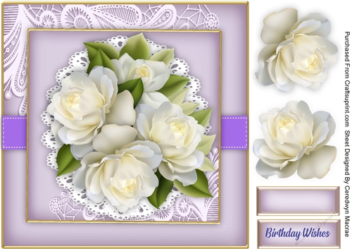 Beautiful White Roses on corner lace 