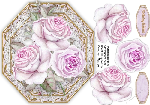 Liac Roses on a Octagonal Mat 