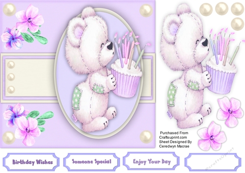 Lilac Cupcake Teddy 