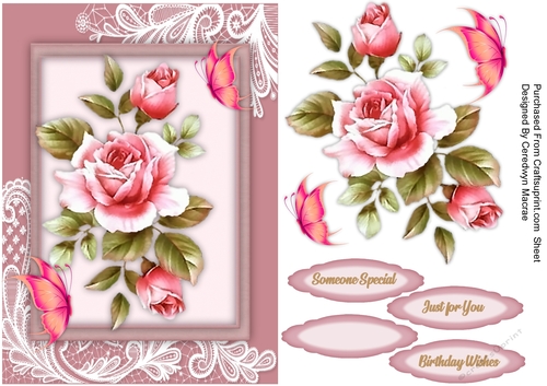 A5 Roses , Butterflys and Corner Lace 