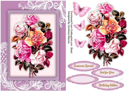 A5 Mixed Roses and Corner Lace 