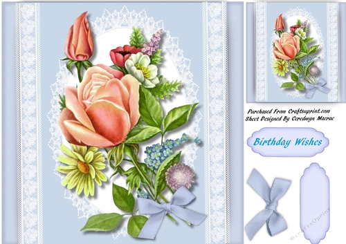 Beautiful Mixed Roses on Lace 