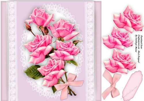 Beautiful  Roses on Lace 