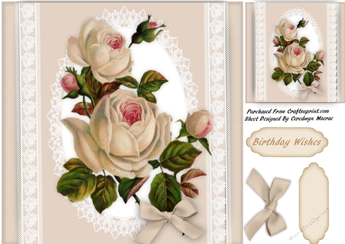 Beautiful Cream  Roses on Lace 