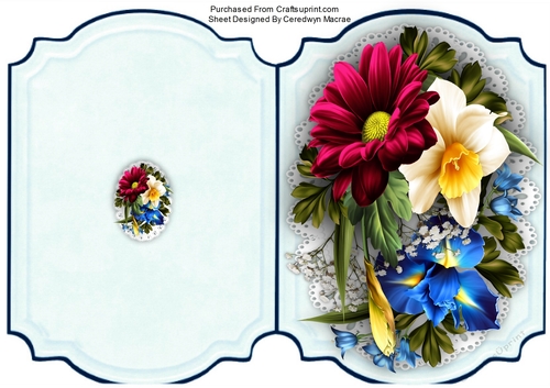 Print, Cut and Fold Blue Iris and Daffodil 