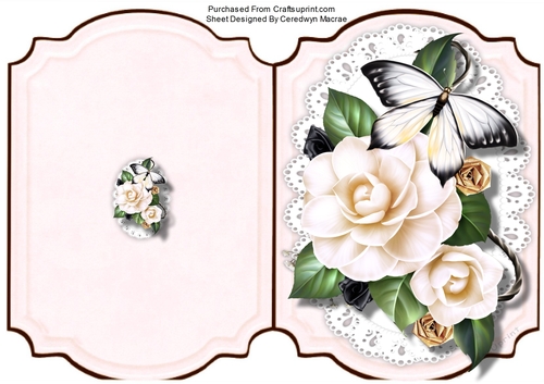 Print, Cut and Fold White Magnolis and Butterfly 