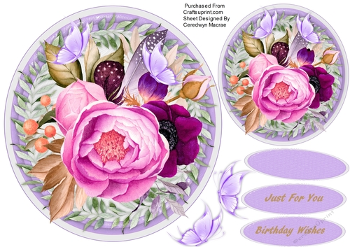 Stunning Lilac Roses and Butterflys 