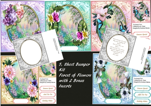 5, Sheet Bumper kit , Forest of Flowers with Bonus Incerts 