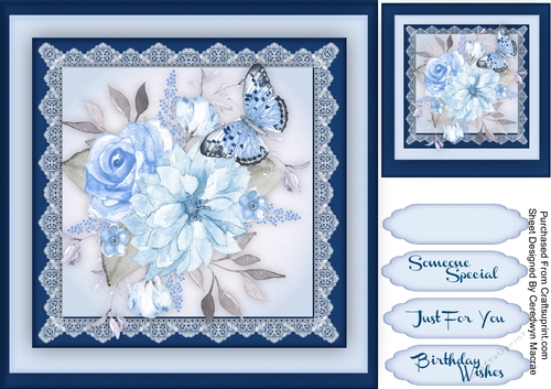 Blue Roses and Butterfly 