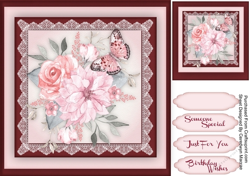 Pink  Roses and Butterfly 