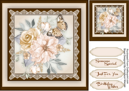 Cream  Roses and Butterfly 
