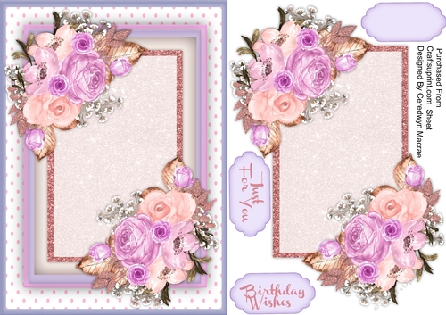 A5 Beautiful Lilac and Pink Roses