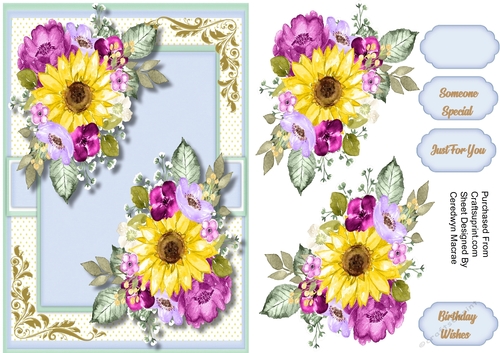 A5 Sunflowers and  Roses