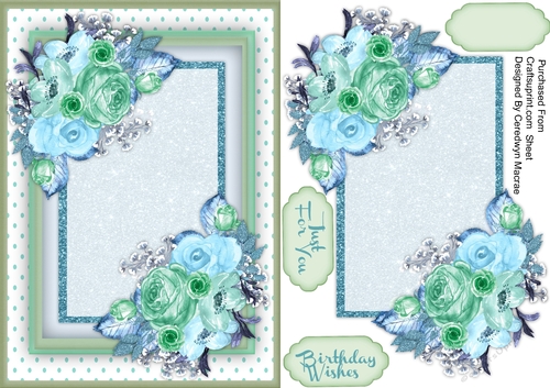 A5 Teal  and Blue   Roses