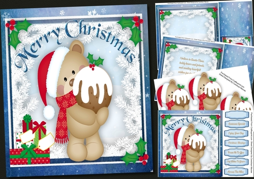 8x8 Mini kit , Bear with the Christmas Pudding