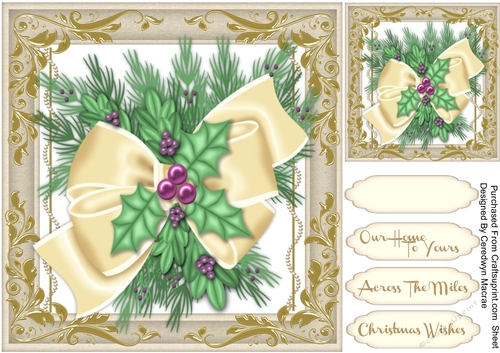 Beautiful Cream Bow and Holly 
