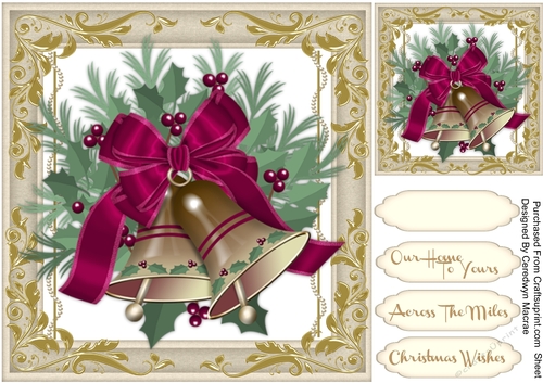 Beautiful Gold Bells and Red Ribbon 