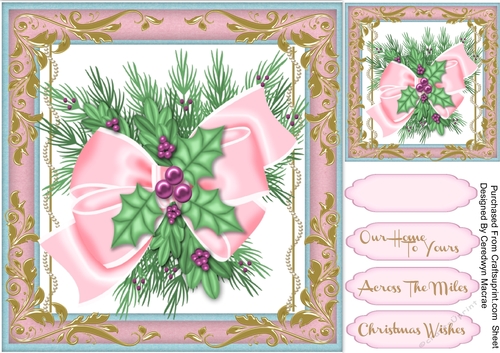 Beautiful Pink Bow and Holly