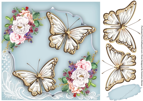 Beautiful White  Butterflys and Roses