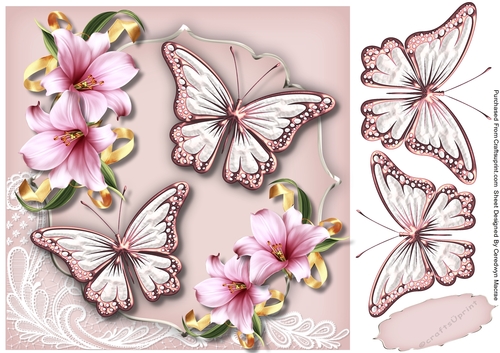 Beautiful Pink Butterflys and Lillys
