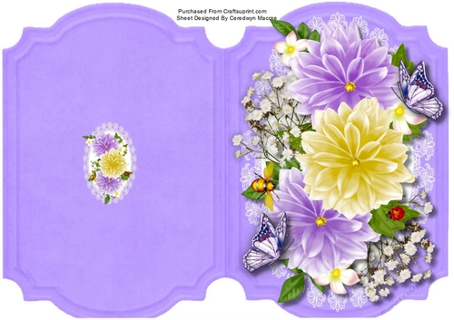 Print, Cut ,and Fold , Beautiful Lilac  Dahlias 