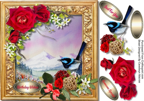 Little Bluebird and Roses