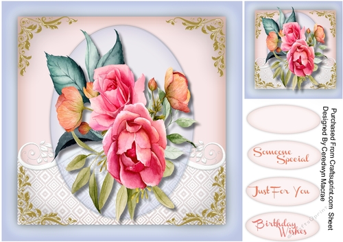 Beautiful Boho roses on lace mat 