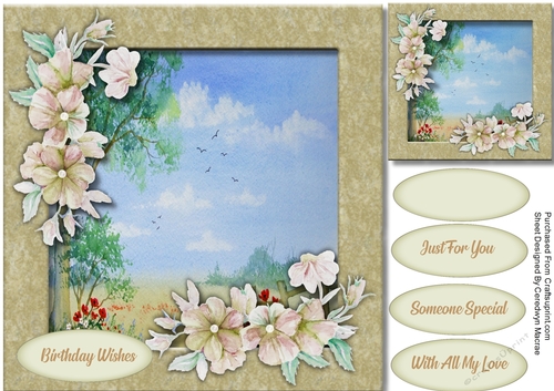 Buff Scene With Flowers 