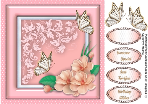 Beautiful pink Flourish and Butterflys 