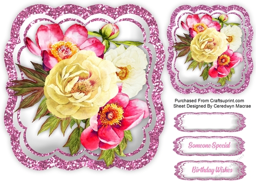 Pink Glitter Topper and Roses 
