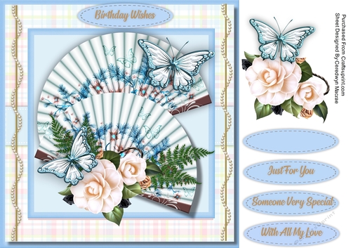 Beautiful Blue Butterflys and Cream Magnolias