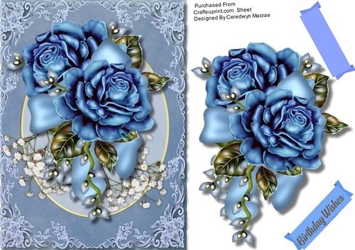 Beautiful Blue  Roses on lace 