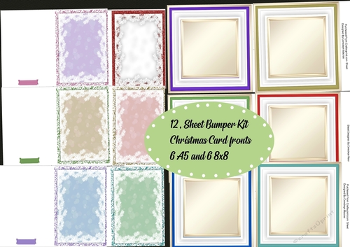 12 sheet Kit  Christmas Card Fronts 