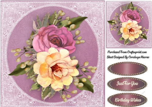 Beautiful Summer Roses on Vintage Lace 