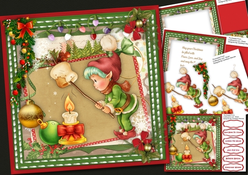8x8 Mini Kit, Gnomes Candle Toasting 