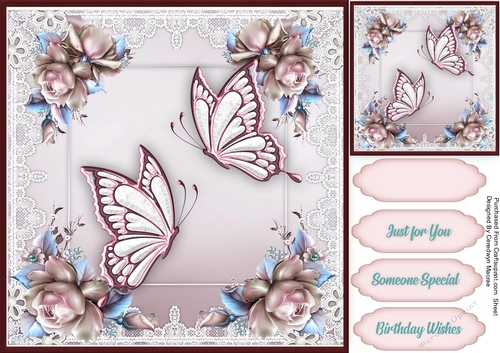 Beautiful Pink Butterflys and  Roses 