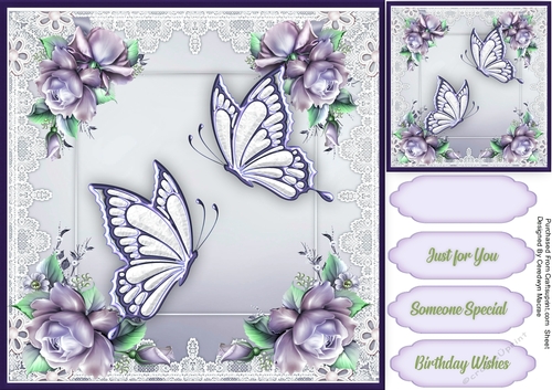 Beautiful Lilac Butterflys and  Roses 