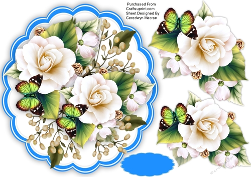 Beautiful Magnolias on a Scalloped Mat 