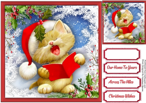 Cute Christmas Kitty Caroler 