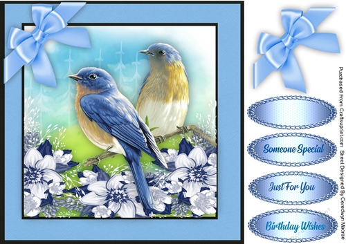 Beautiful Bluebirds and Flowers 