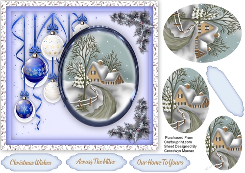 Blue Baubles and Christmas Scene 