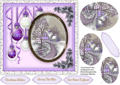 Lilac Baubles and Christmas Scene 