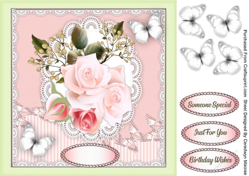 Pink Roses and White Butterflys 