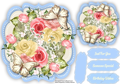 Beautiful Pink Roses  and Butterflys