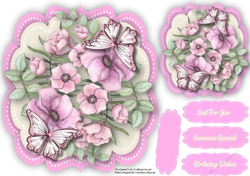 Pink Roses  and Butterflys