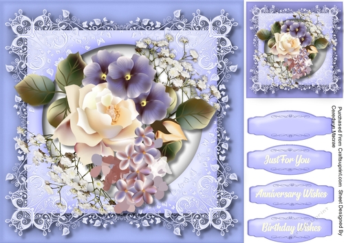 Violets and  Roses on Lace 3
