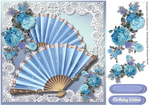 Blue Fans and Roses